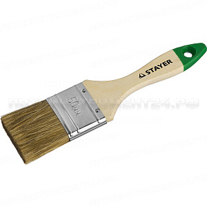 Кисть плоская STAYER "LASUR-STANDARD", смешанная (натуральная и искусственная) щетина, деревянная ручка, 50мм